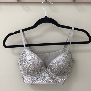 silver sparkly bralette